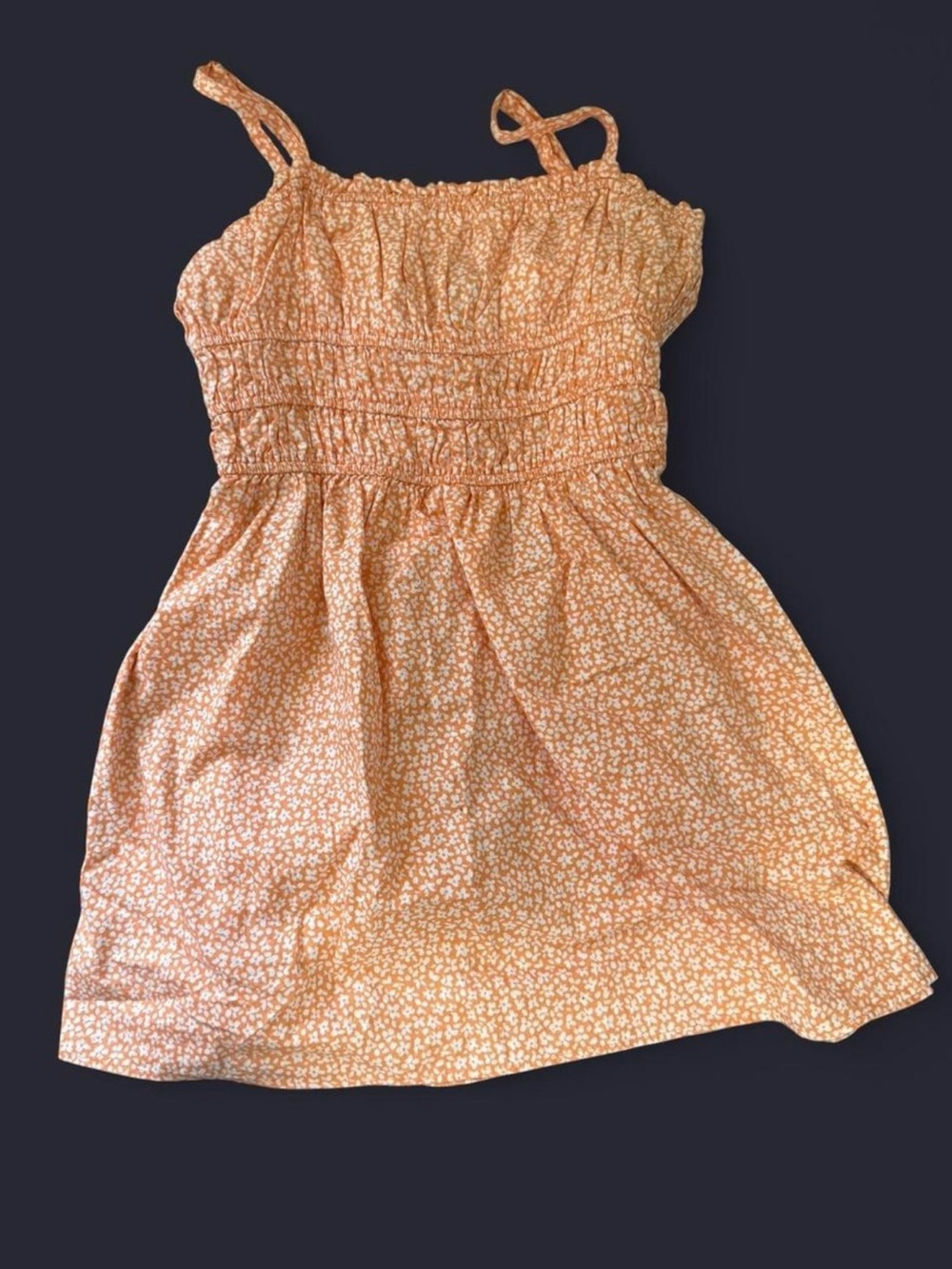 wild fable Orange Mini Sundress with White Tiny Floral Print